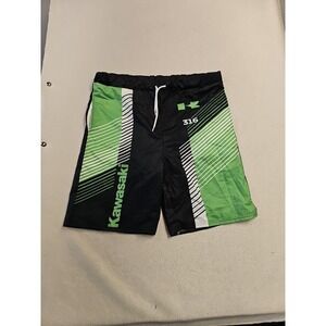 Kawasaki Board Shorts Mens XL  11" Colorblock Beach Swim Trunks Green
